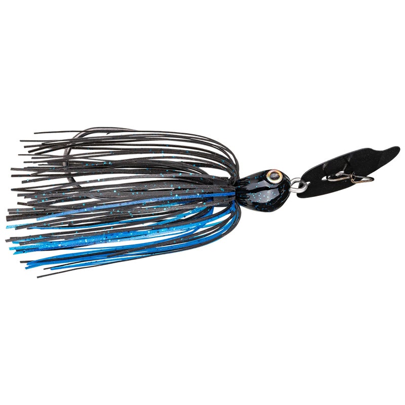 Strike King (TCVSJ38-2) Thunder Cricket Vibrating Swim Jig Fishing Lure, 2 - Black / Blue, 3/8 oz, Ultra-Stiff Stainless Steel Blade - Image 1